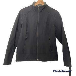 REI Womens Size M Softshell Fleece Lined Jacket Full Zip Black Coat Casual